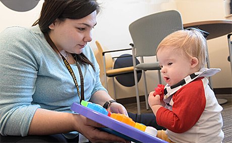 photo ot Baldwin Wallace Speech Clinic student with client